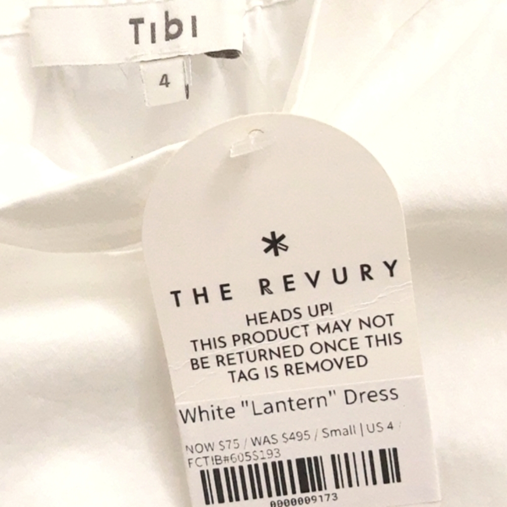 Tibi Mini Shift Dress Off-The-Shoulder Bateau Neck Bell Sleeve Sz 4 White NEW - Picture 5 of 13